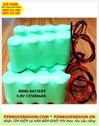 Pin sạc 4.8v C4500mAh; Pin sạc NiMh 4.8v C4500mAh; Pin sạc công nghiệp 4.8v C4500mAh